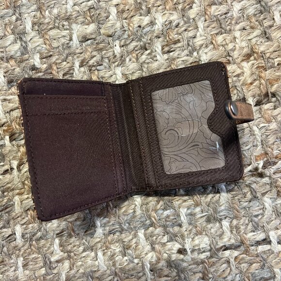 Justin tri-fold leather tooled wallet, brown - Picture 3 of 3